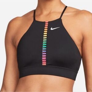 Nike Women's Black Sports Bra with Rainbow Accents